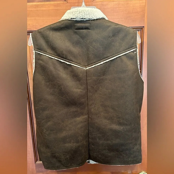 Legacy Falls for Her Sherpa Faux Suede Soft Warm Vest Women Size L Brown Cream - Picture 3 of 3